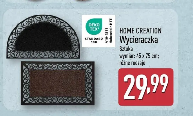Wycieraczka HOME CREATION 45x75cm promocja w Aldi