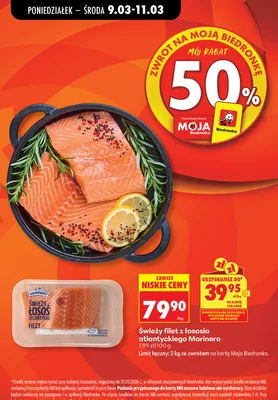 Świeży filet z łososia atlantyckiego 1 kg Marinero promocja w Biedronka
