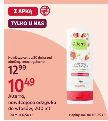 Nawilżająca odżywka do włosów Alterra promocja w Rossmann