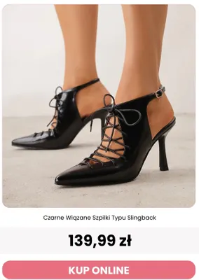 Czarne wiązane szpilki typu slingback Reneé promocja w Renee