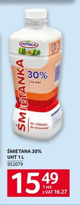 Śmietana UHT Piątnica 30% promocja w Selgros