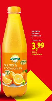 Sok 100% pomarańcza Solevita promocja w Lidl