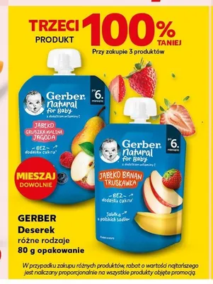 Deserek dla dzieci Gerber Natural for Baby Jabłko Gruszka Malina Jagoda promocja w Kaufland