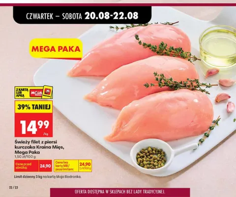 Świeży filet z piersi kurczaka Kraina Mięs Mega Paka promocja w Biedronka