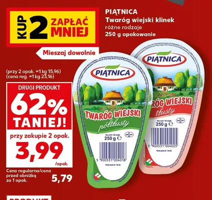 Twaróg wiejski klinek tłusty Piątnica promocja w Kaufland
