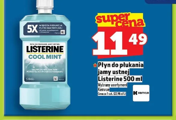 Płyn do płukania jamy ustnej Listerine Cool Mint promocja w TOPAZ