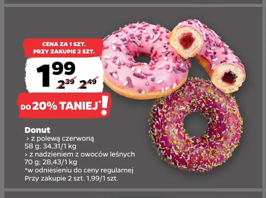 Donut z nadzieniem z owoców leśnych promocja w Netto