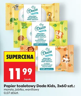 Papier toaletowy nawilżany spłukiwalny Dada Kids morela promocja w Biedronka