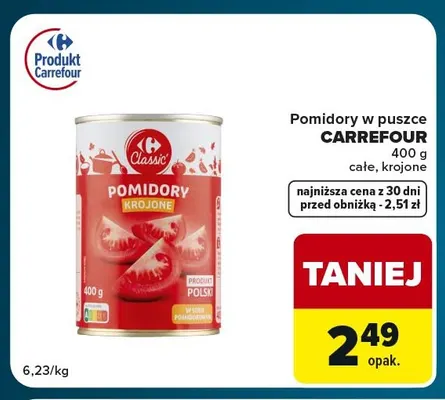 Pomidory w puszce całe Carrefour promocja w Globi