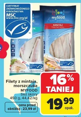 Filety z mintaja, morszczuka MSC promocja w Carrefour Market