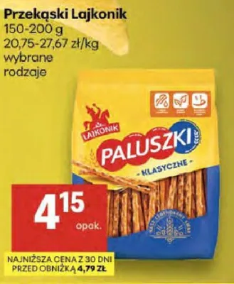 Paluszki Lajkonik wybrane rodzaje promocja w Delikatesy Centrum