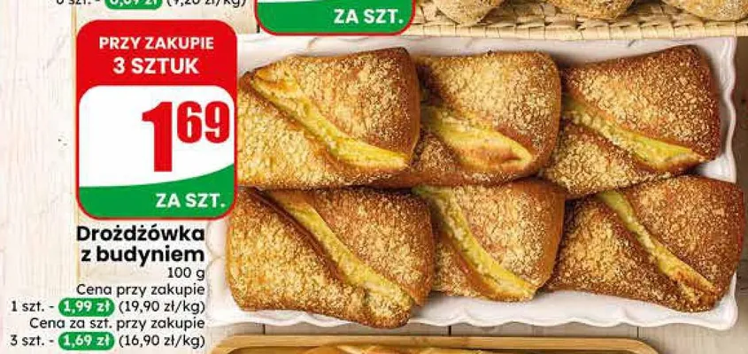 Drożdżówka z budyniem promocja w Dino