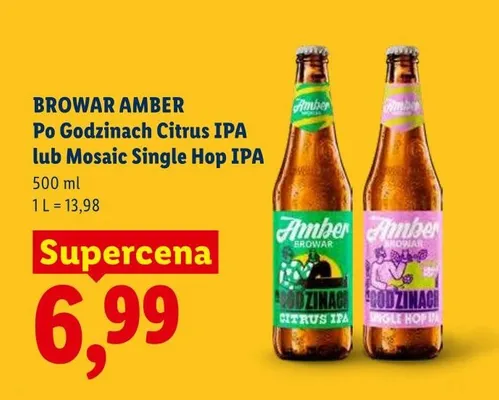 Piwo Amber Po Godzinach Mosaic Single Hop IPA promocja w Lidl