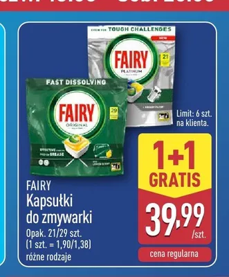 Kapsułki do zmywarki FAIRY Original promocja w Aldi