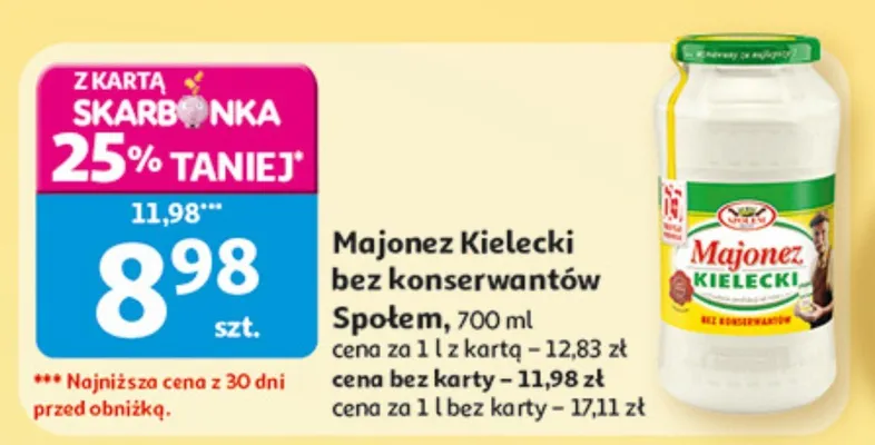 Majonez Kielecki bez konserwantów promocja w Auchan