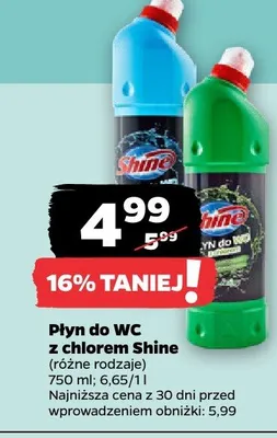 Płyn do WC z chlorem Shine promocja w Netto