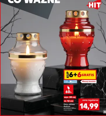 Znicz szklany Amfora promocja w Kaufland
