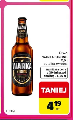 Piwo Warka Strong promocja w Carrefour Market