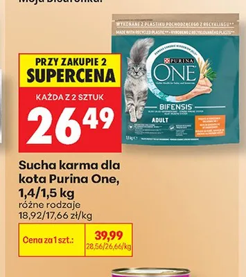 Sucha karma dla kota Purina One 1,4 kg promocja w Biedronka