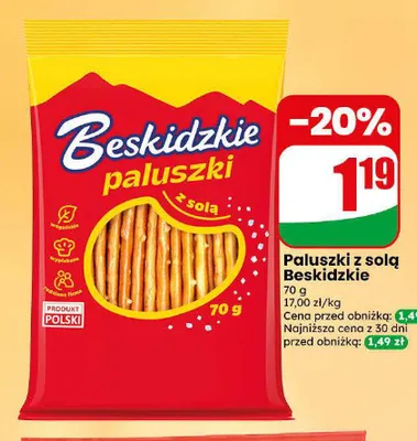Paluszki z solą Beskidzkie promocja w Dino