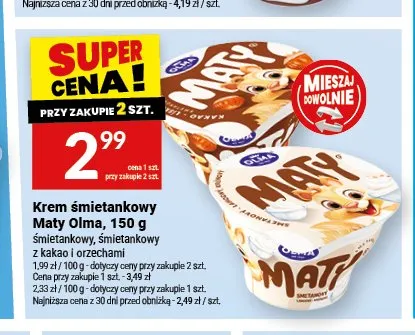 Krem śmietankowy Maty Olma śmietankowy promocja w Twój Market