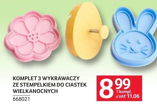 Komplet 3 wykrawaczy ze stempelkiem do ciastek wielkanocnych promocja w Selgros