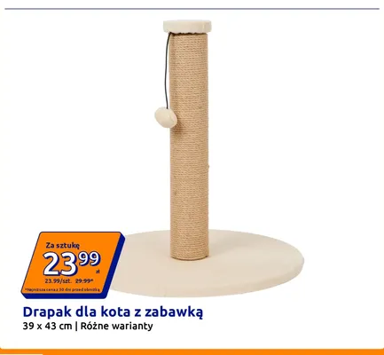 Drapak dla kota z zabawką 39x43 cm promocja w Action