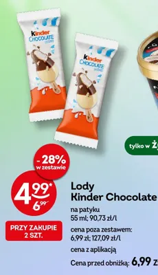 Lody na patyku Kinder Chocolate promocja w Żabka