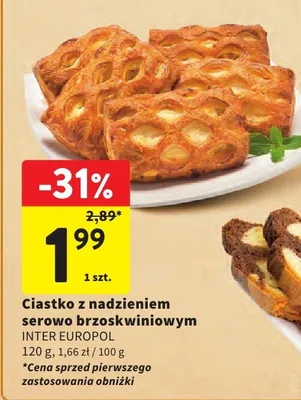 Ciastko z nadzieniem serowo brzoskwiniowym promocja w Intermarche