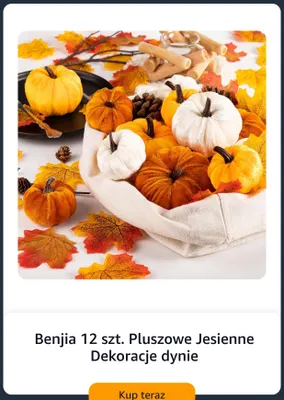 Pluszowe jesienne dekoracje dynie Benjia promocja w Amazon