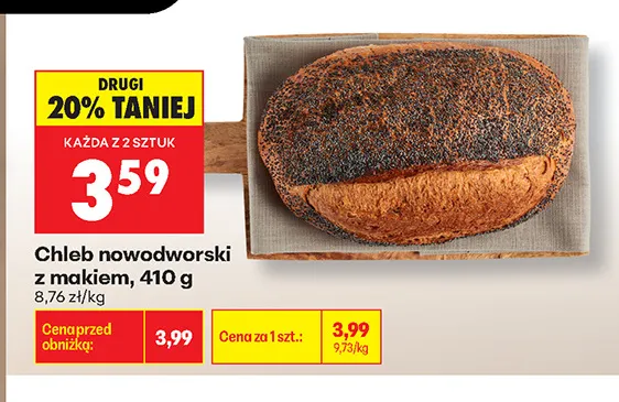 Chleb nowodworski z makiem promocja w Biedronka
