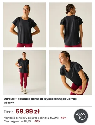Koszulka damska szybkoschnąca Corral Czarny Dare 2b promocja w Regatta