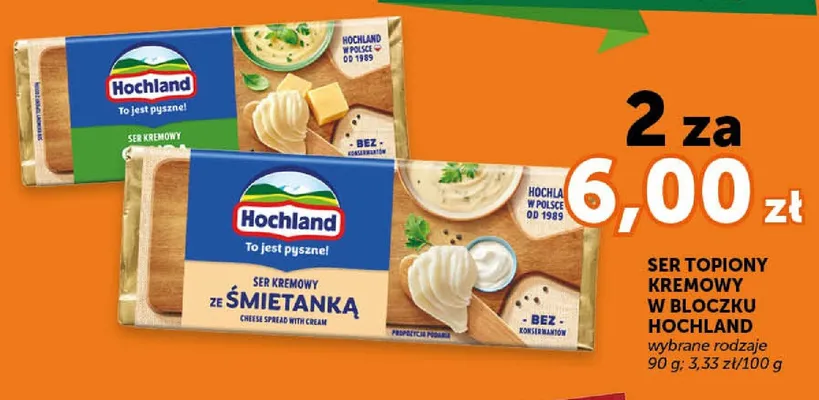 Ser topiony kremowy w bloczku Hochland promocja w Euro Sklep