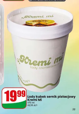 Lody sernik pistacjowy Kremi Mi promocja w Dino