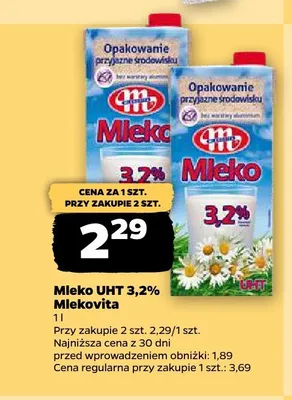 Mleko UHT 3,2% Mlekovita promocja w Netto