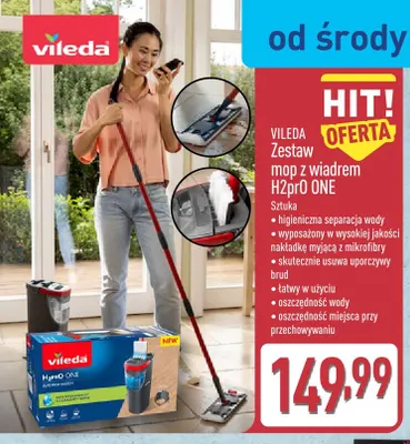 Zestaw mop z wiadrem H2prO ONE Vileda promocja w Aldi