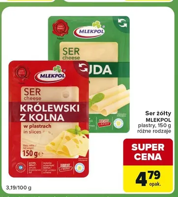 Ser żółty gouda w plastrach Mlekpol promocja w Carrefour Express