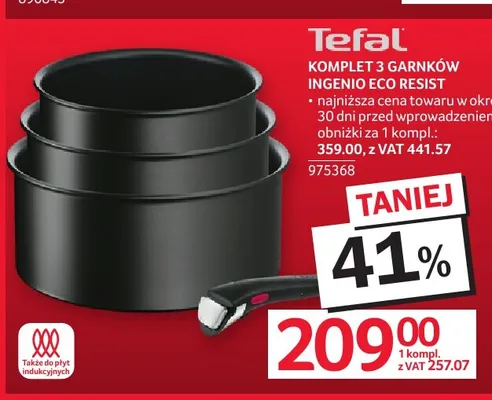 Komplet 3 garnków Ingenio Eco Resist Tefal promocja w Selgros