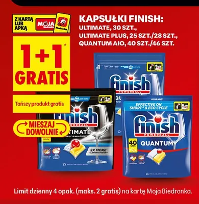 Kapsułki do zmywarki Finish Ultimate Plus promocja w Biedronka
