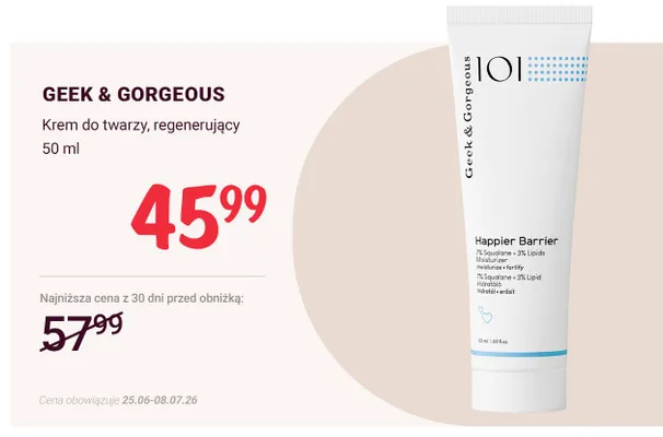 Krem do twarzy regenerujący Geek & Gorgeous Happier Barrier promocja w Rossmann