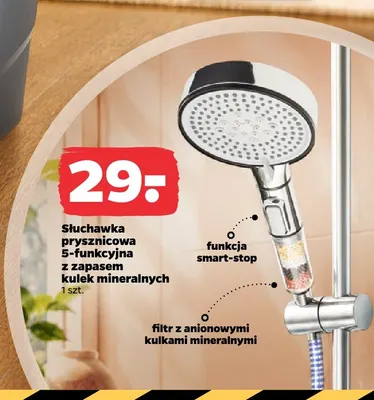 Słuchawka prysznicowa 5-funkcyjna z zapasem kulek mineralnych promocja w Netto