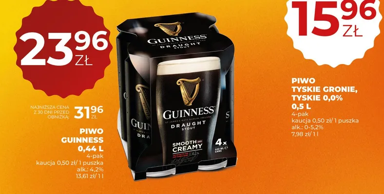 Piwo Guinness Draught promocja w Duży Ben