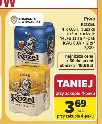 Piwo Kozel Lezak promocja w Carrefour Market