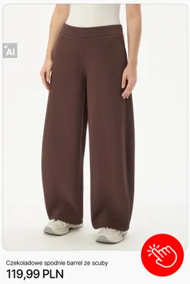 Czekoladowe spodnie barrel ze scuby Cropp promocja w Cropp