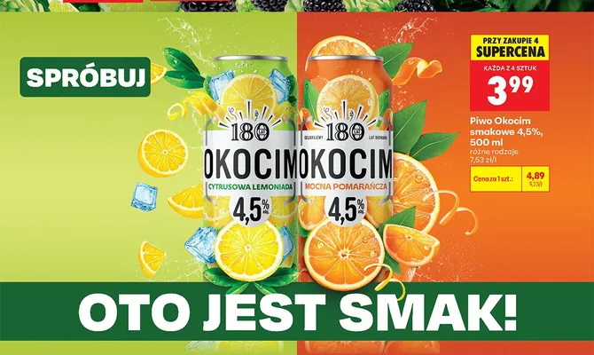 Piwo smakowe Okocim Cytrusowa Lemoniada promocja w Biedronka