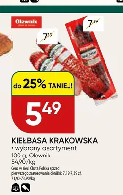Kiełbasa krakowska Olewnik promocja w Chata Polska