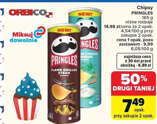 Chipsy Pringles różne rodzaje promocja w Carrefour