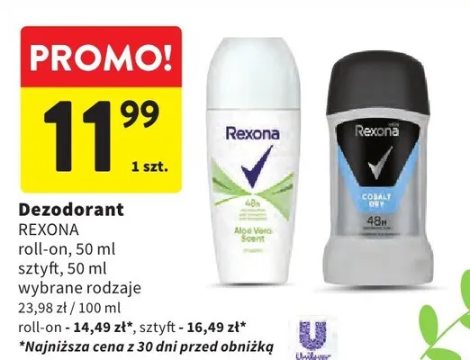Dezodorant roll-on, sztyft wybrane rodzaje promocja w Intermarche