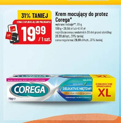 Krem mocujący do protez Corega Delikatnie Miętowy promocja w POLOmarket
