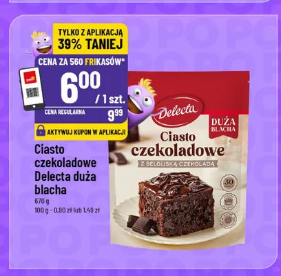 Ciasto czekoladowe Delecta duża blacha promocja w POLOmarket